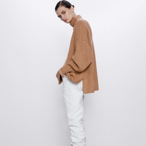 Zara Tan Knit Wool Blend Turtleneck Sweater - Picture 8 of 10